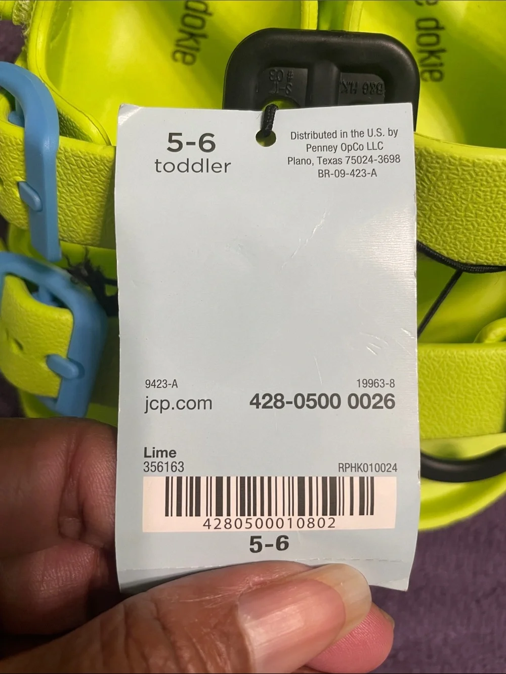 okie dokie Kids' Neon Green Sandals with Light Blue Buckles